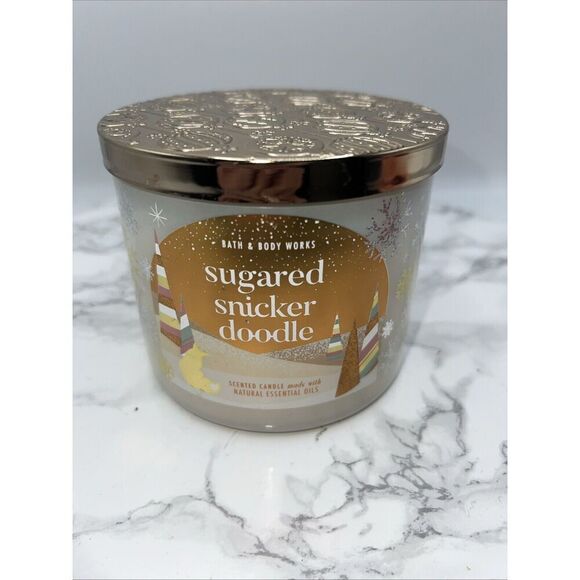 BATH BODY WORKS Sugared Snickerdoodle 3 Wick 45 Hour Candle-NEW! - Picture 1 of 4